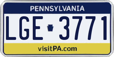 PA license plate LGE3771