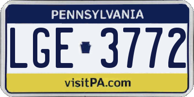 PA license plate LGE3772