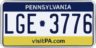 PA license plate LGE3776