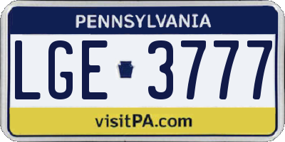 PA license plate LGE3777