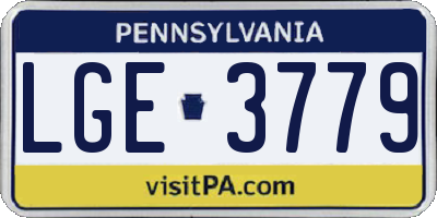 PA license plate LGE3779