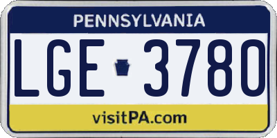 PA license plate LGE3780