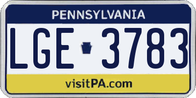 PA license plate LGE3783