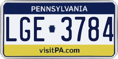 PA license plate LGE3784