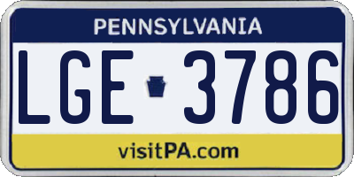 PA license plate LGE3786