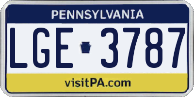 PA license plate LGE3787