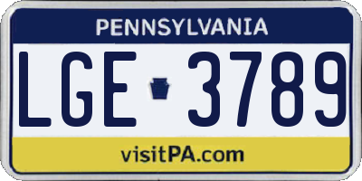 PA license plate LGE3789