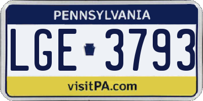 PA license plate LGE3793