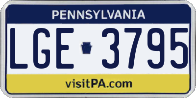 PA license plate LGE3795