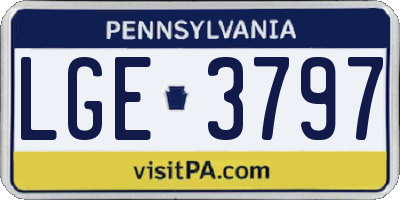 PA license plate LGE3797