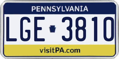 PA license plate LGE3810