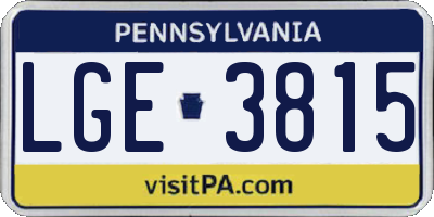 PA license plate LGE3815