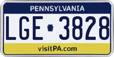 PA license plate LGE3828
