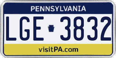 PA license plate LGE3832