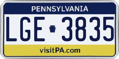 PA license plate LGE3835