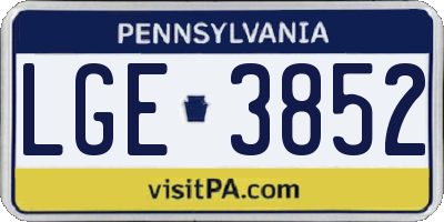 PA license plate LGE3852