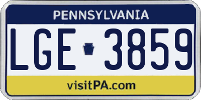 PA license plate LGE3859