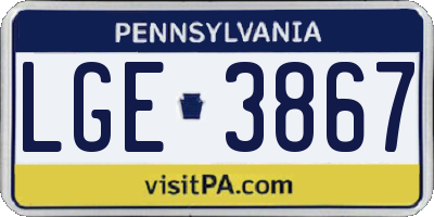 PA license plate LGE3867