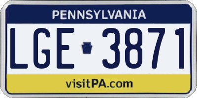 PA license plate LGE3871