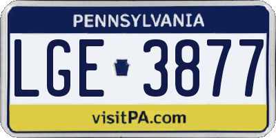 PA license plate LGE3877