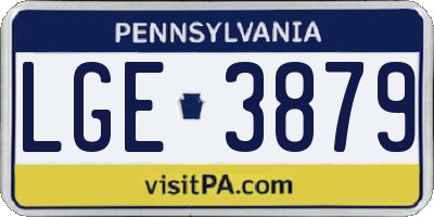 PA license plate LGE3879