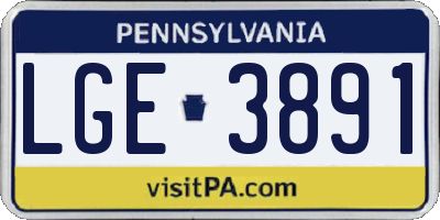 PA license plate LGE3891