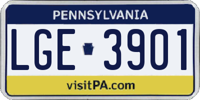 PA license plate LGE3901