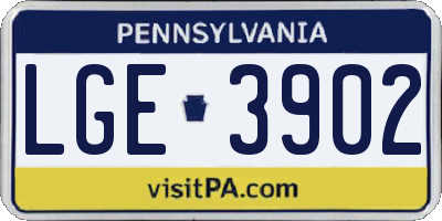 PA license plate LGE3902