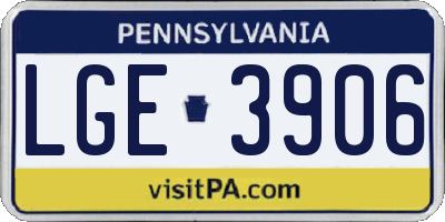 PA license plate LGE3906
