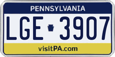 PA license plate LGE3907