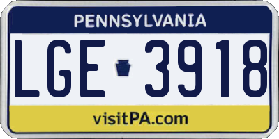 PA license plate LGE3918