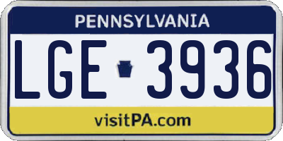 PA license plate LGE3936