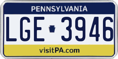 PA license plate LGE3946