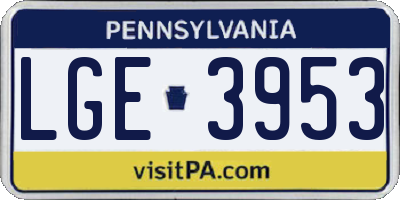 PA license plate LGE3953