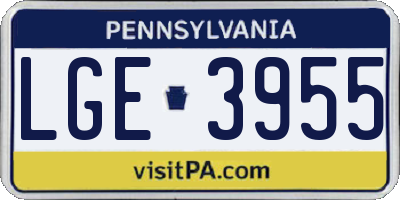 PA license plate LGE3955