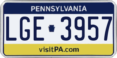 PA license plate LGE3957