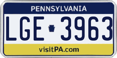 PA license plate LGE3963