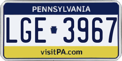 PA license plate LGE3967