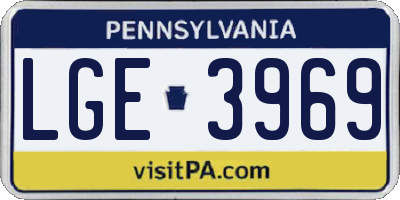 PA license plate LGE3969