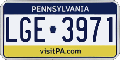 PA license plate LGE3971