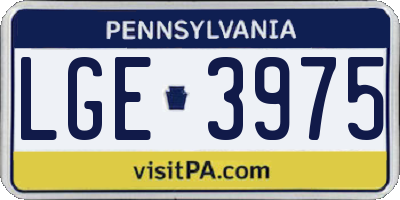 PA license plate LGE3975