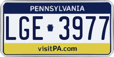 PA license plate LGE3977