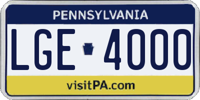 PA license plate LGE4000