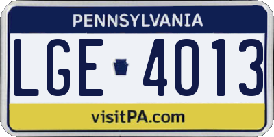 PA license plate LGE4013