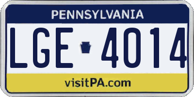 PA license plate LGE4014