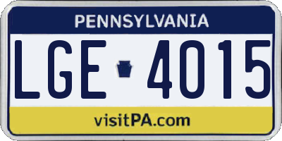PA license plate LGE4015