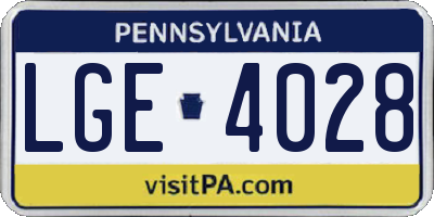 PA license plate LGE4028