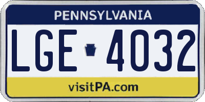 PA license plate LGE4032