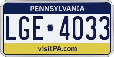 PA license plate LGE4033