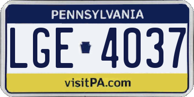 PA license plate LGE4037